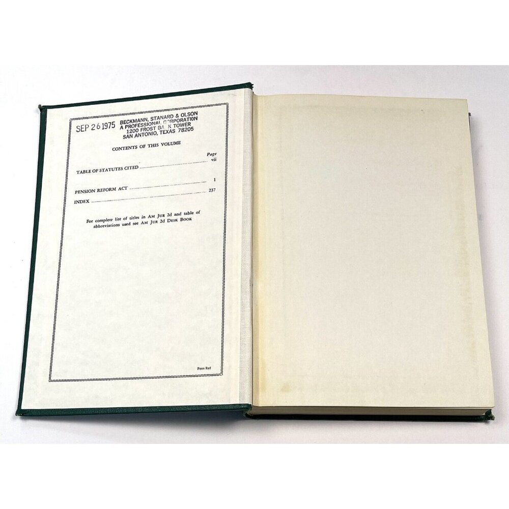 American Jurisprudence 2D Pension Reform Act New Topic Service (1975, Hardcover) - Picture 4 of 11